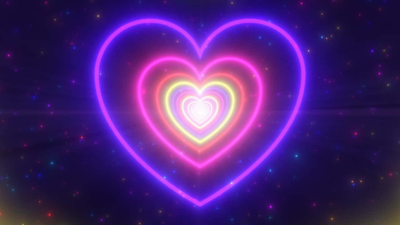 Lights Heart Neon Background