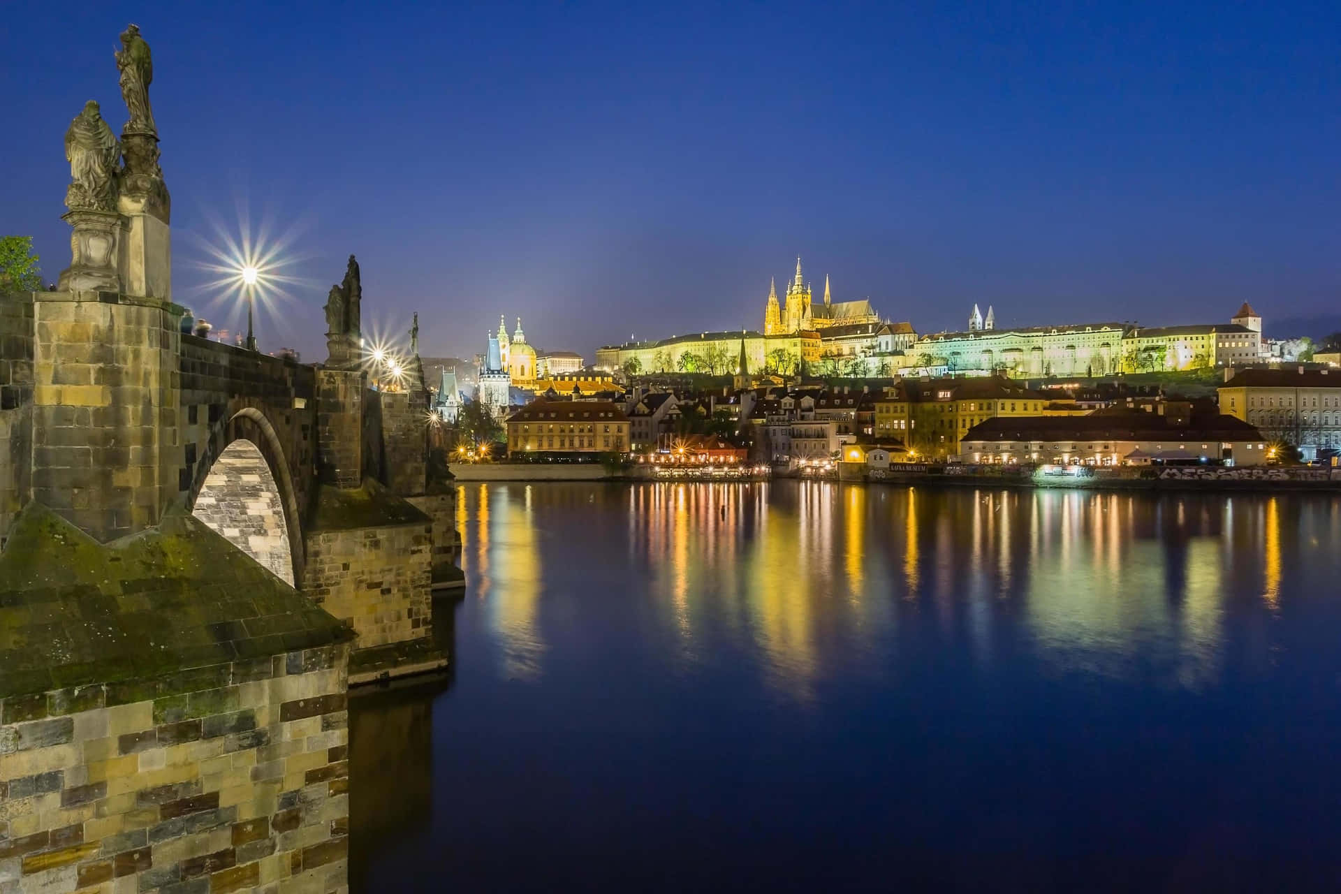 Lights In Prague Castle Background