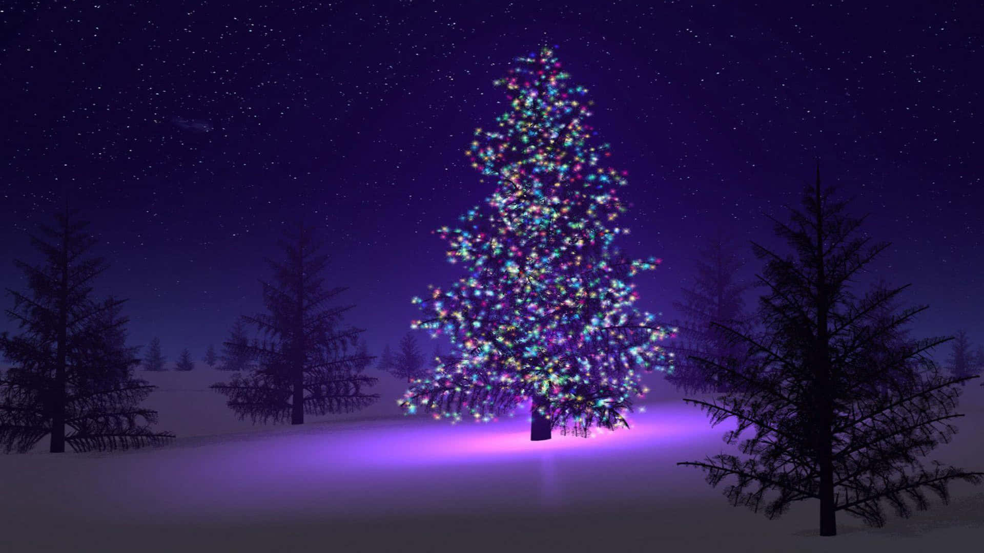 Lights Indigo Christmas Tree Background