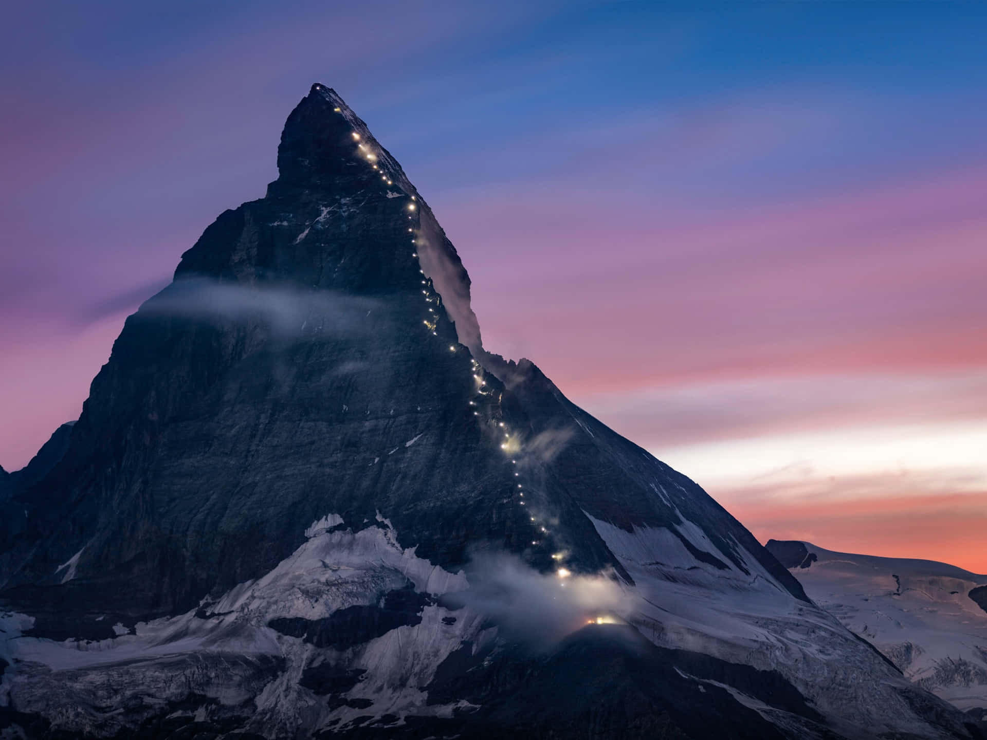 Lights On The Ridge Of The Matterhorn Background