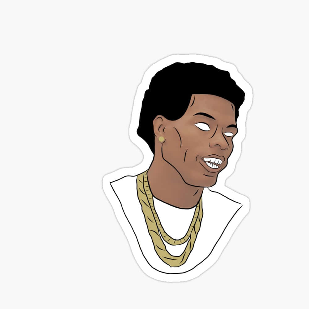 Lil Baby Cartoon Gold Chain Background