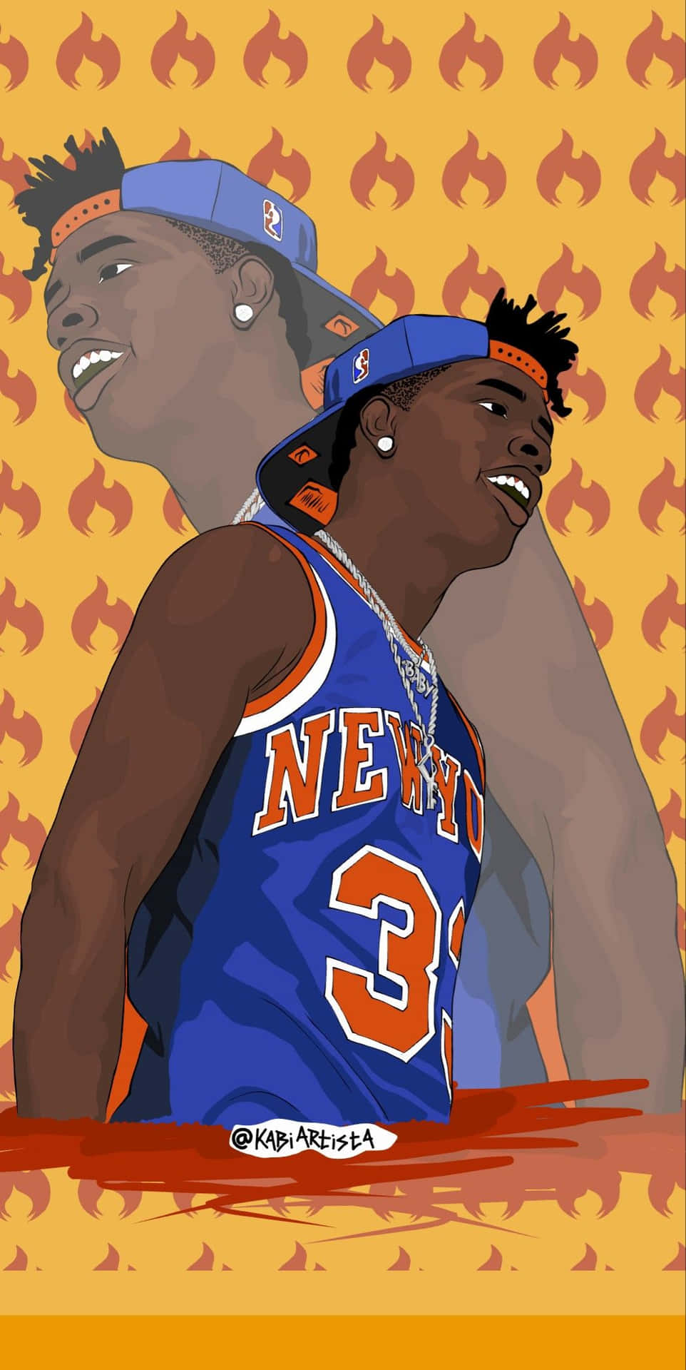 Lil Baby New York Knicks Cartoon Background