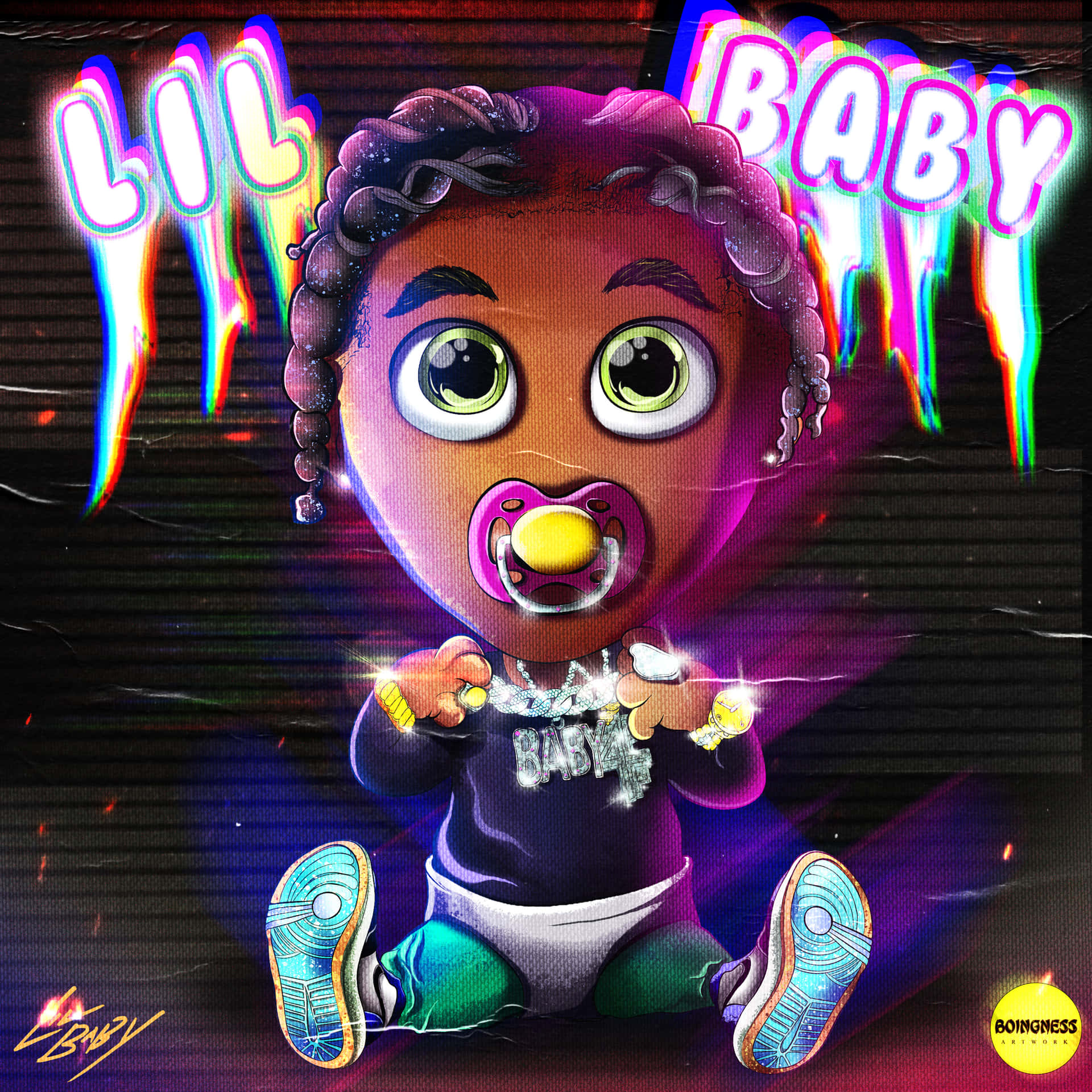 Lil Baby With Pacifier Cartoon Background