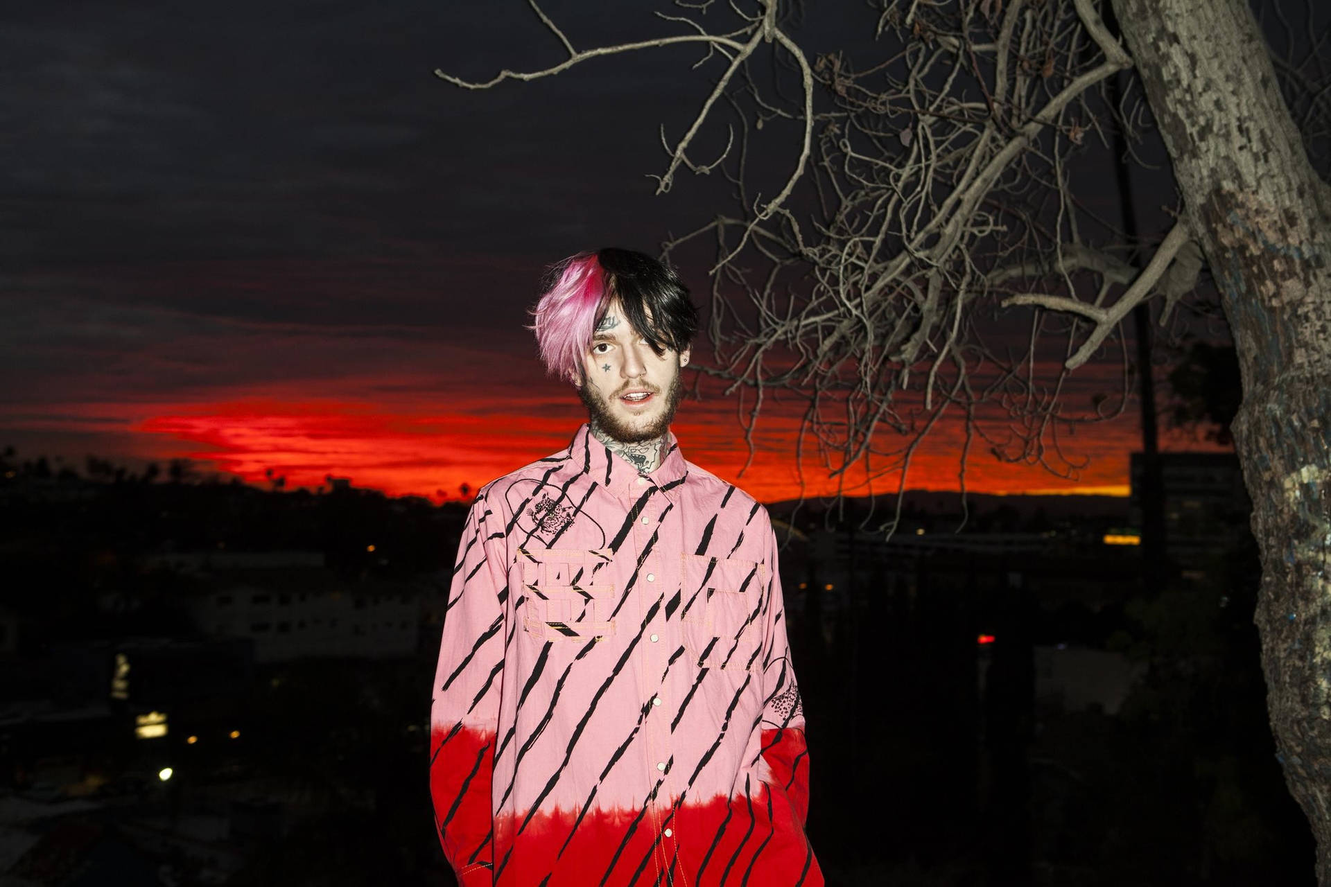 Lil Peep Looks Out Into The Horizon In A Beautiful Sunset