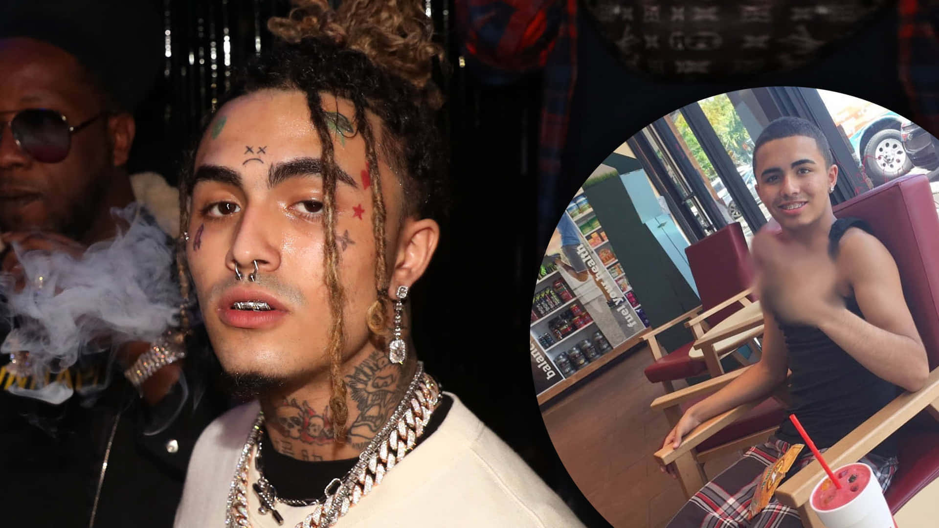 Lil Pump Showing Off His Leg Tattoos Background