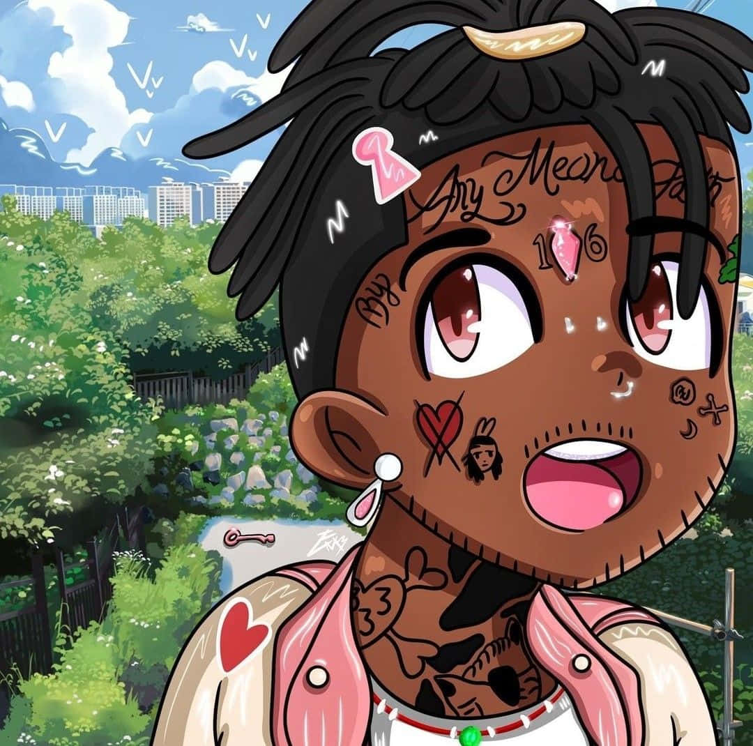 Lil Uzi Cartoon Character In A Field Background