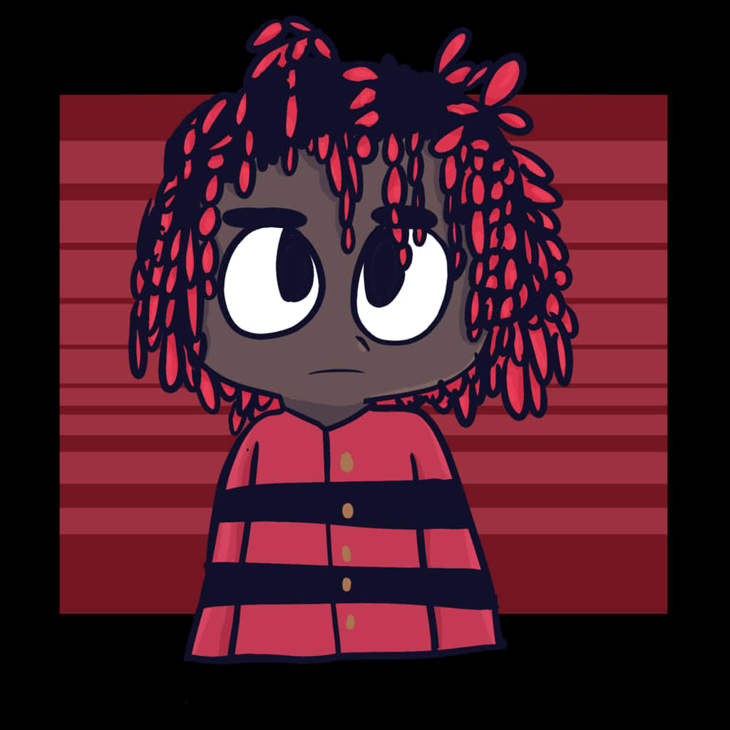 Lil Uzi Cartoon Character In Stripes Background