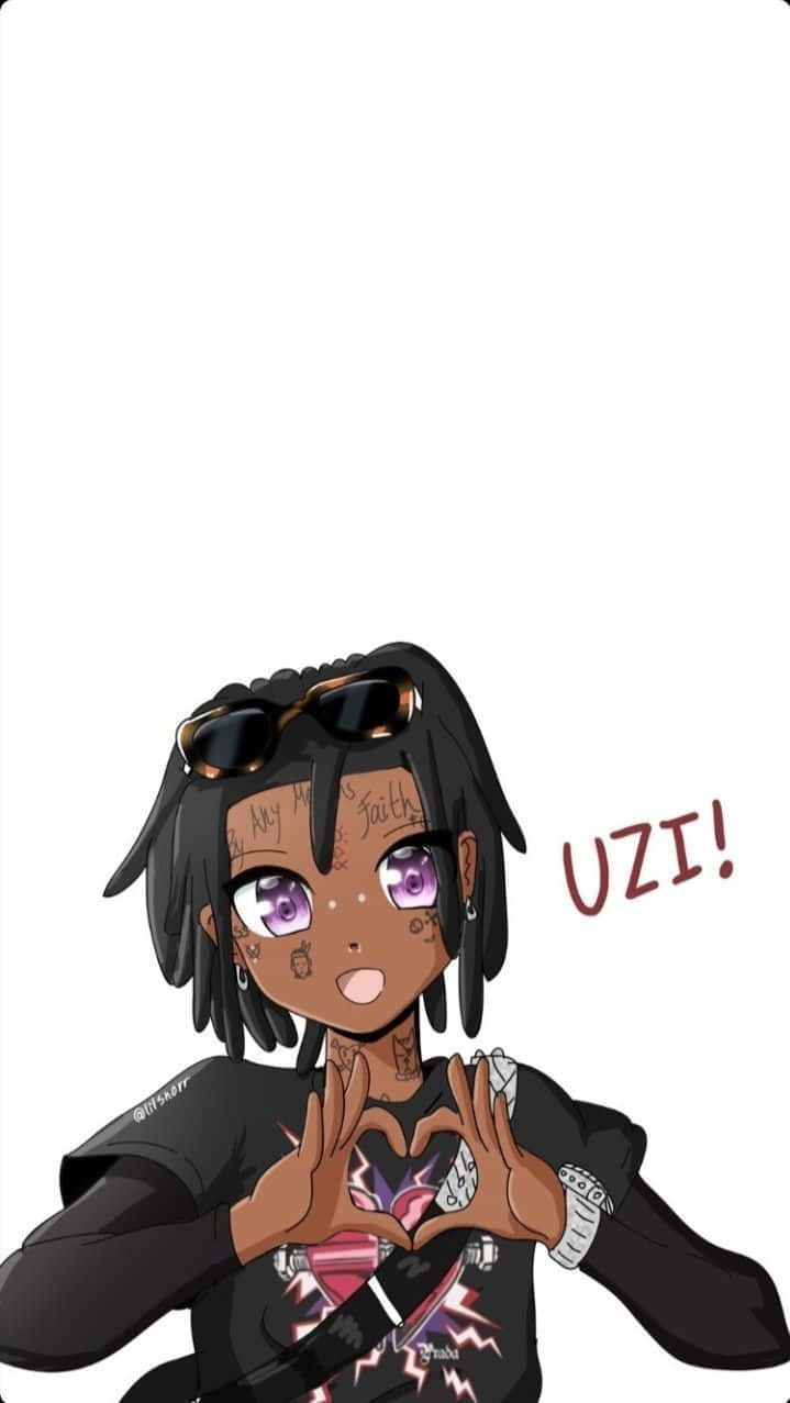 Lil Uzi Cartoon Character Making Heart Background