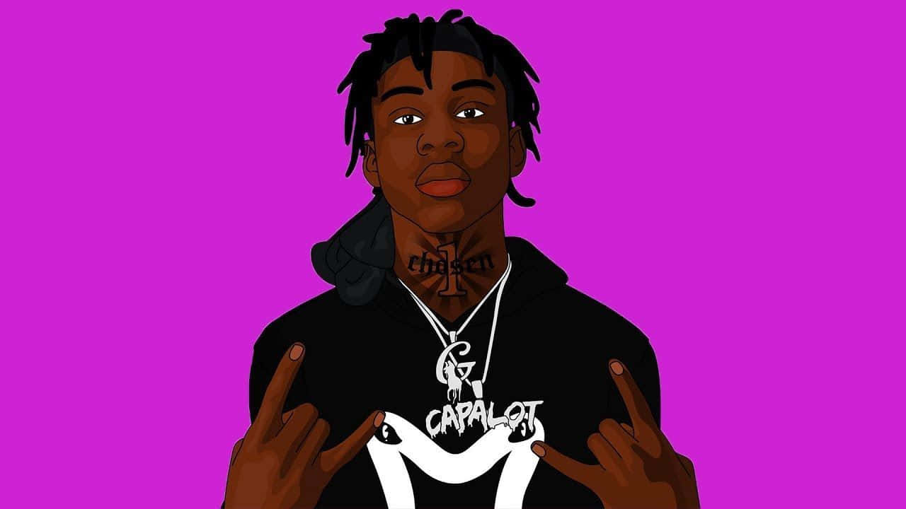 Lil Uzi Cartoon Devil Horns Hands Background