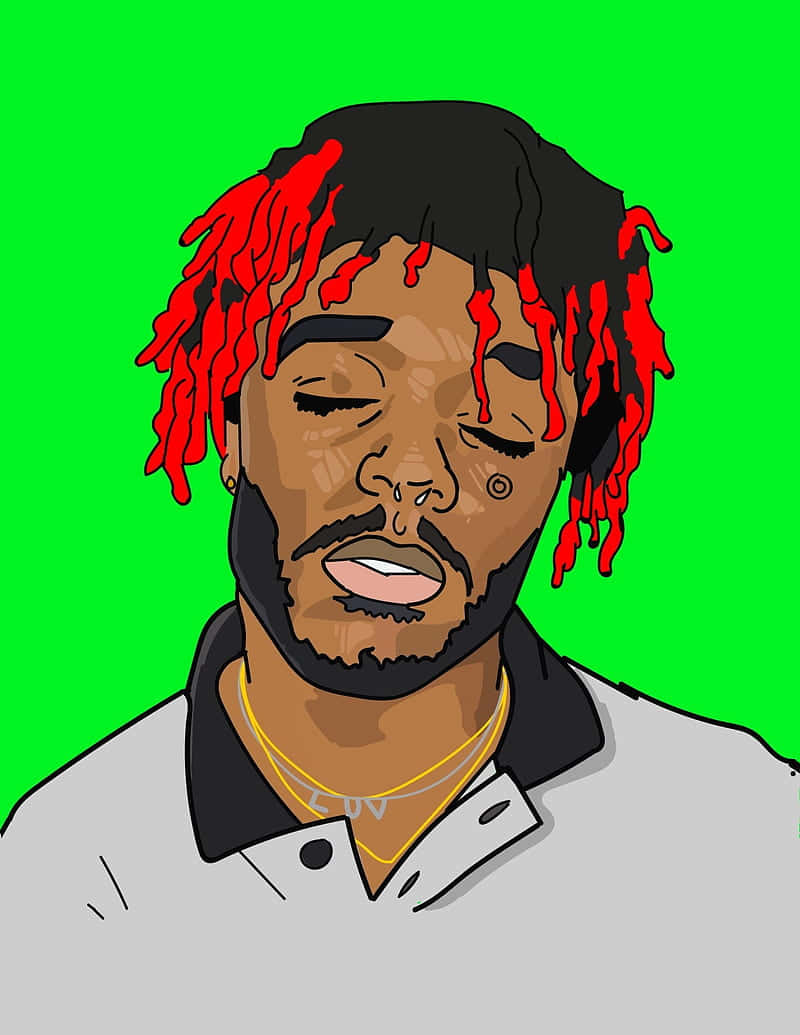 Lil Uzi Cartoon Green Background Background