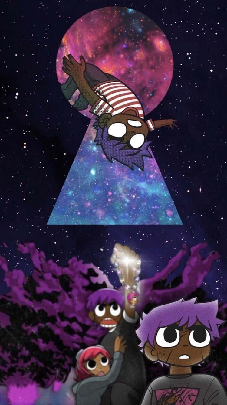 Lil Uzi Cartoon Poster With Levitation Background