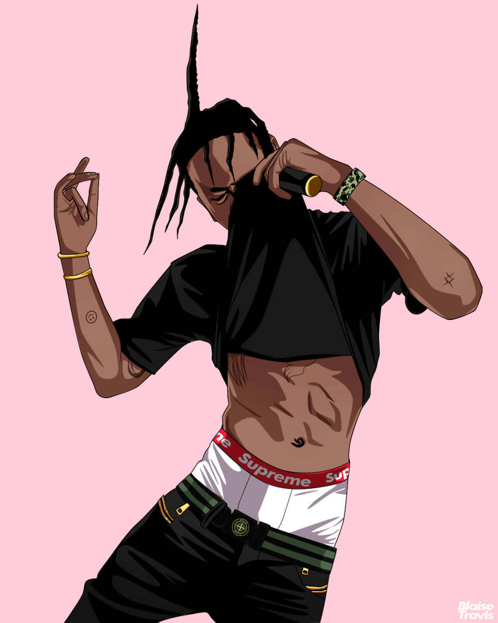 Lil Uzi Cartoon Raising Shirt Background