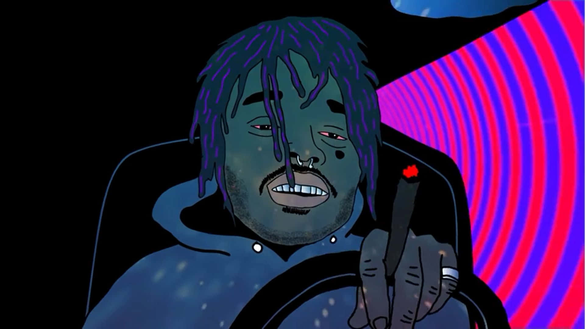 Lil Uzi Cartoon Smoking Blunt Background