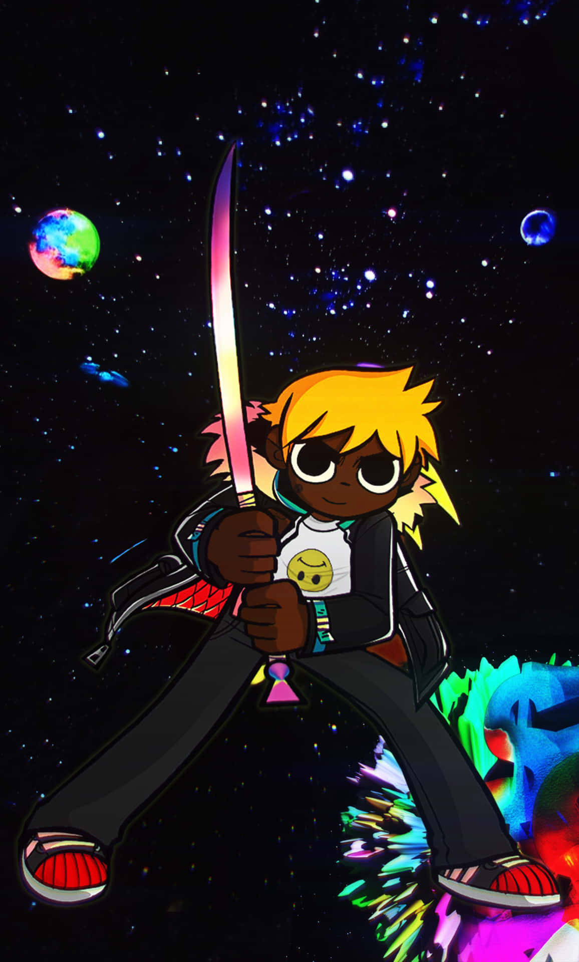 Lil Uzi Cartoon With Katana Background