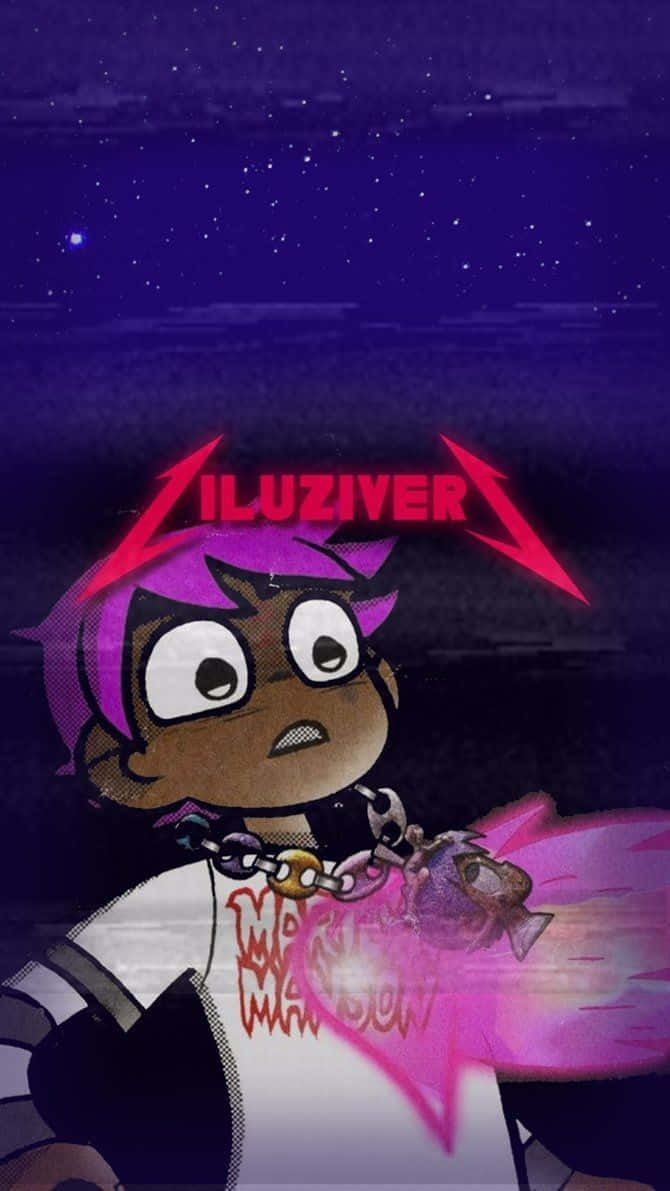 Lil Uzi Cartoon With Logo Background