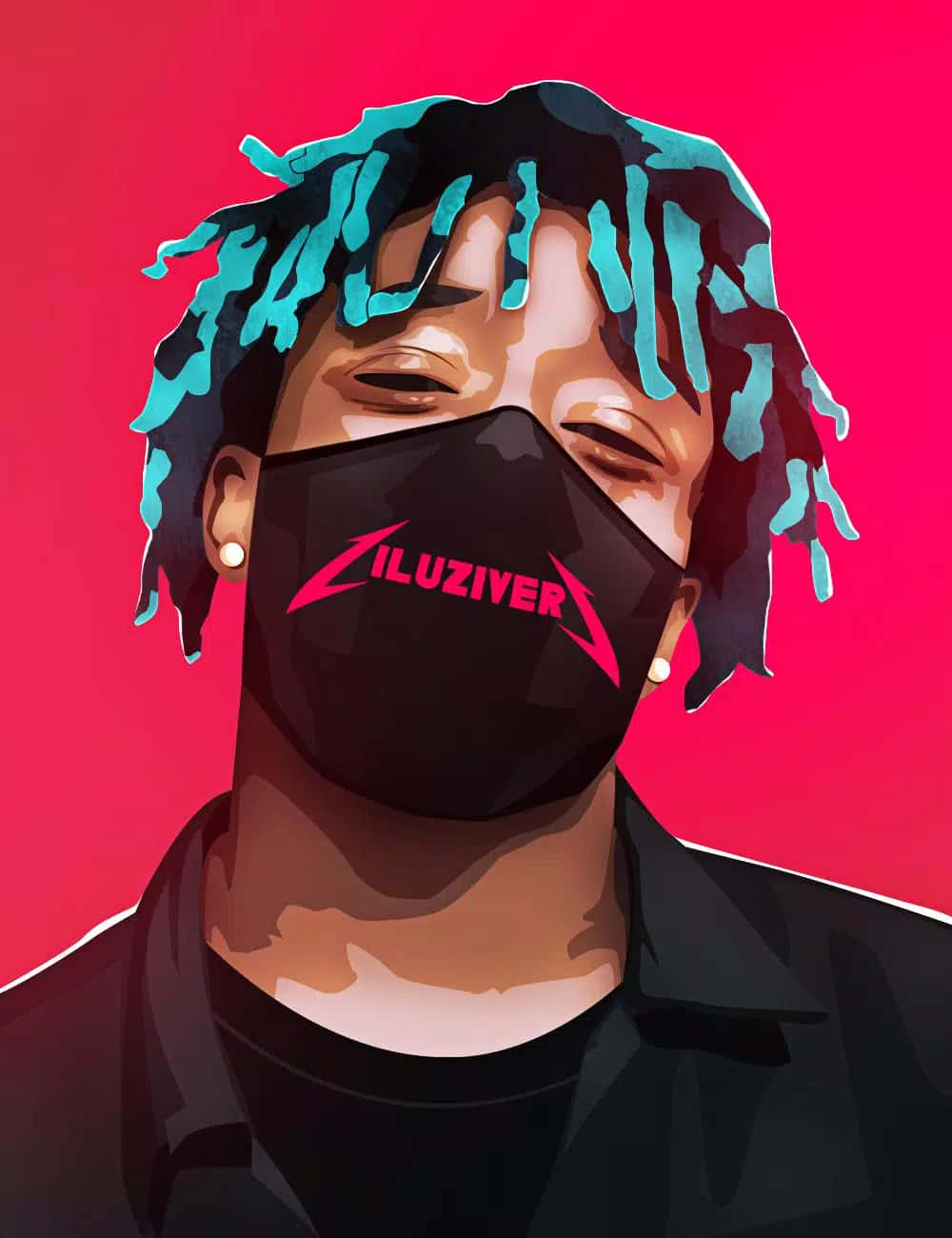 Lil Uzi Cartoon With Mask Background