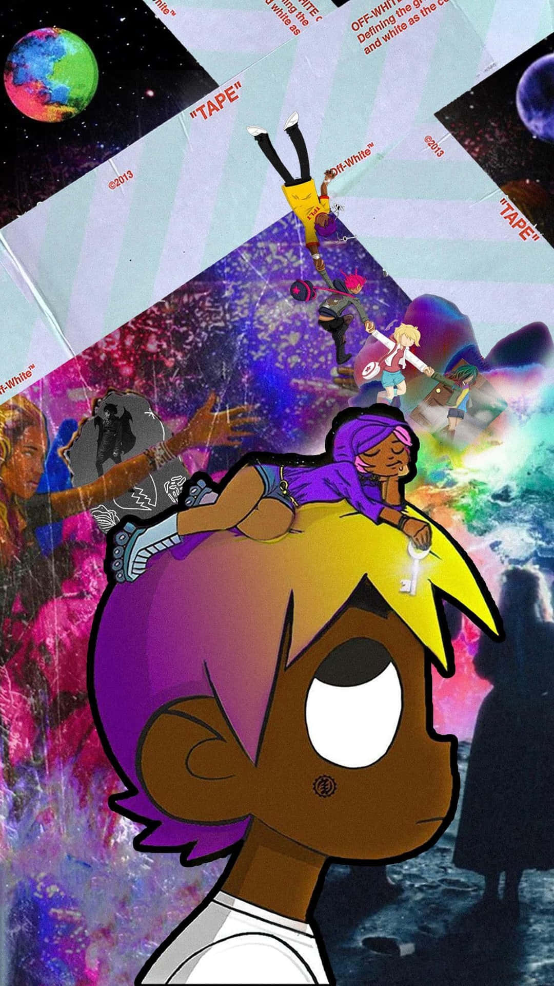 Lil Uzi Cartoon With White Tape Background