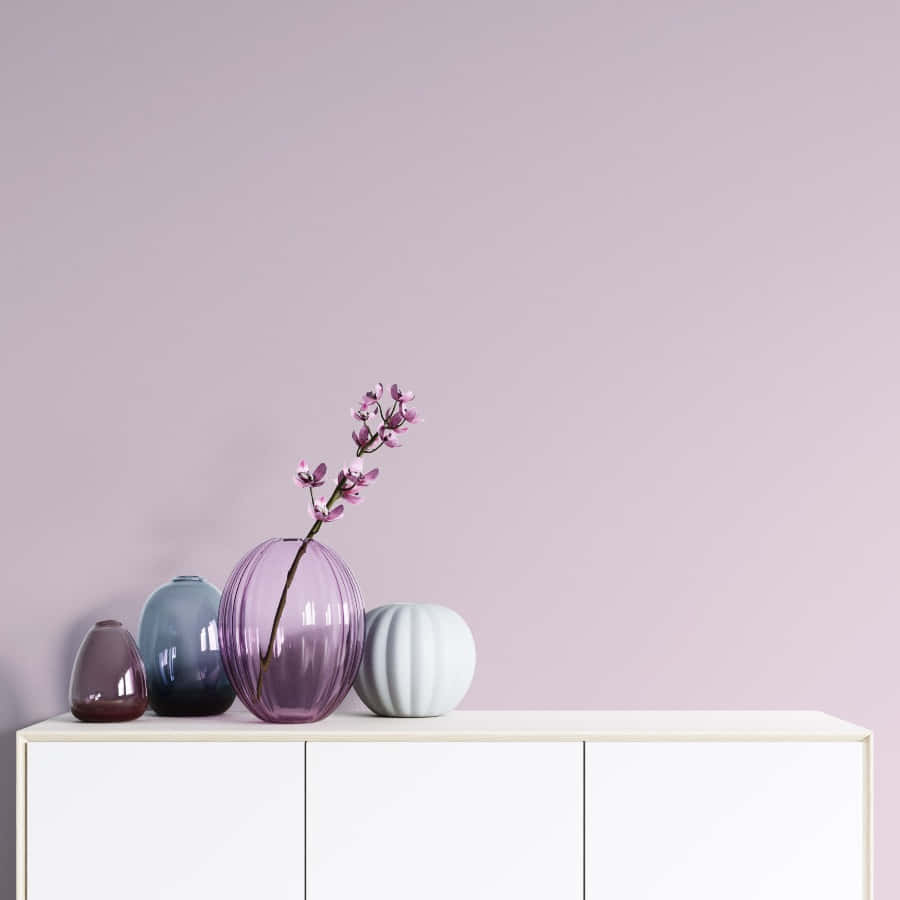 Lilac Color White Cabinet Background