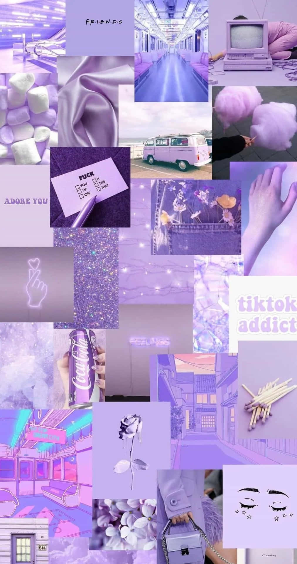 Lilac Purple Collage Background