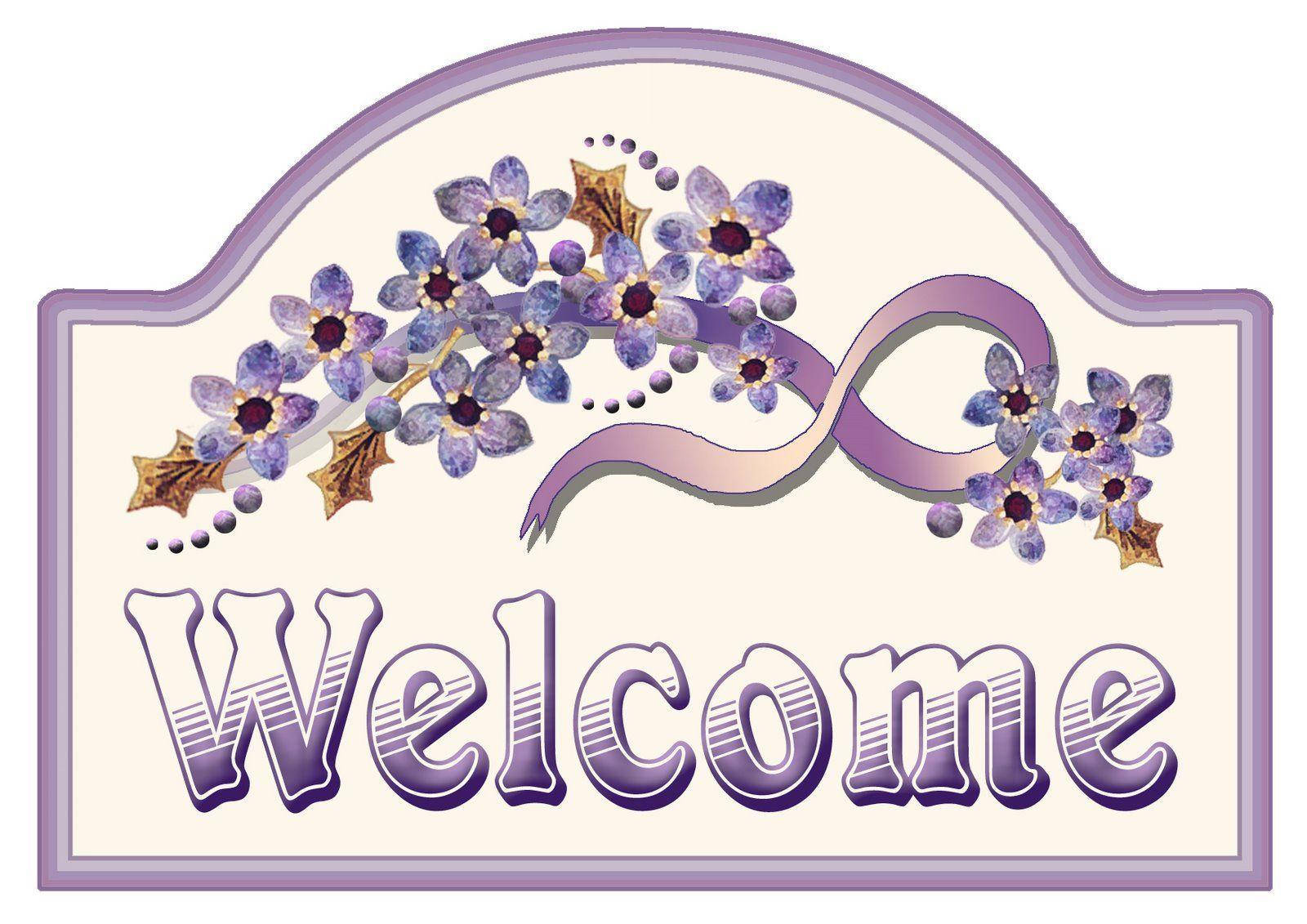 Lilac Welcome Sign Clip Art Background