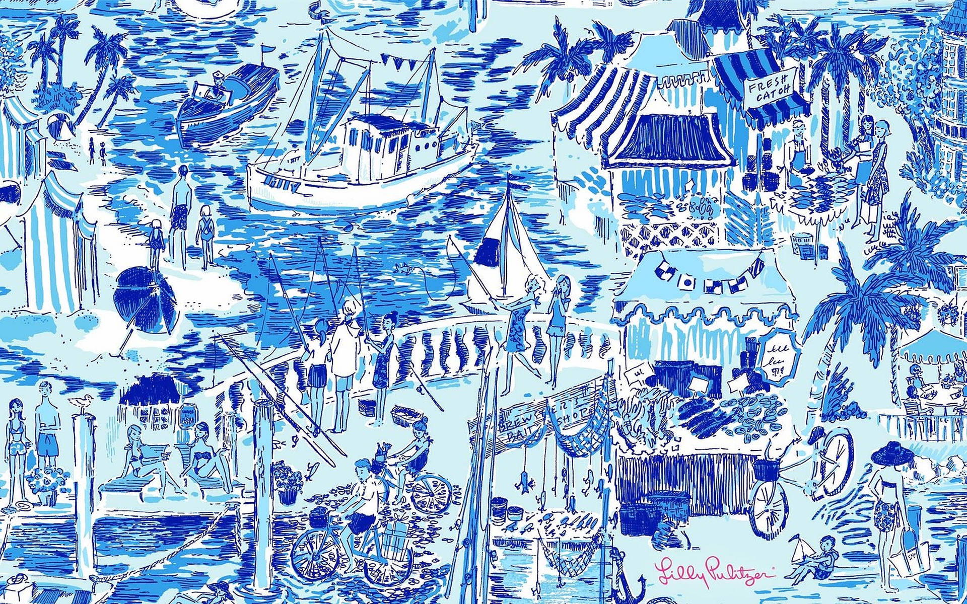 Lilly Pulitzer Blue City Background