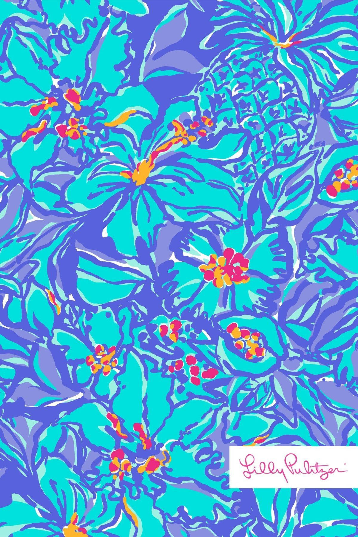 Lilly Pulitzer Blue Flowers Background