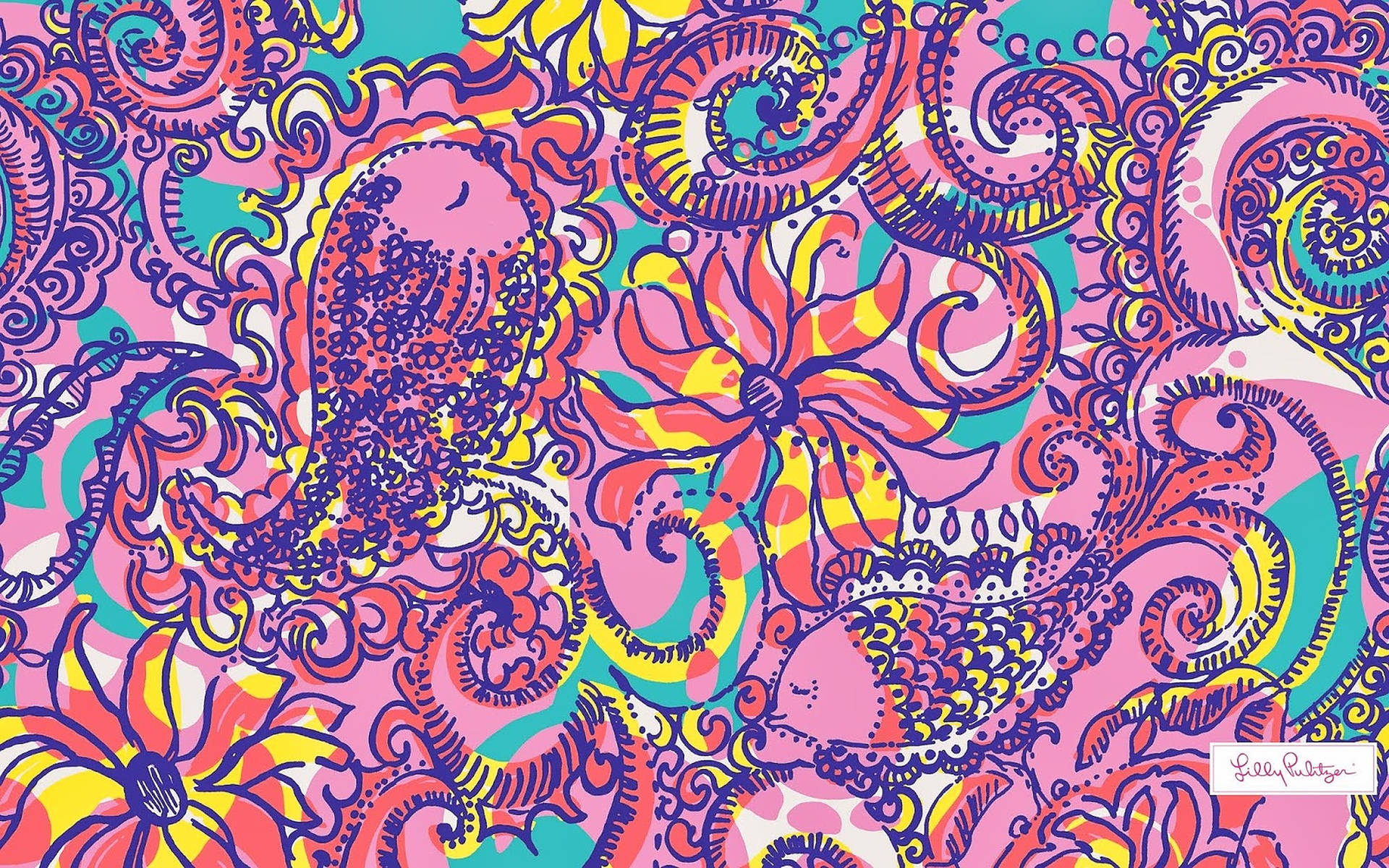 Lilly Pulitzer Colorful Fishes Background