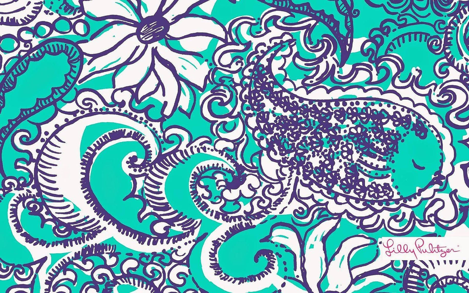 Lilly Pulitzer Floral Teal Background