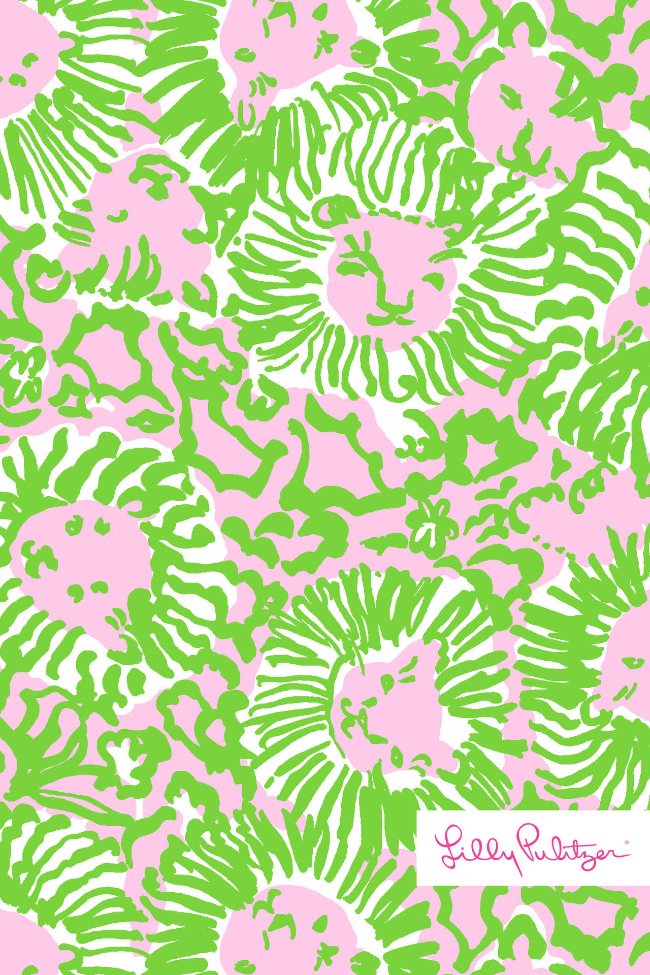 Lilly Pulitzer Green And Pink Lion Background