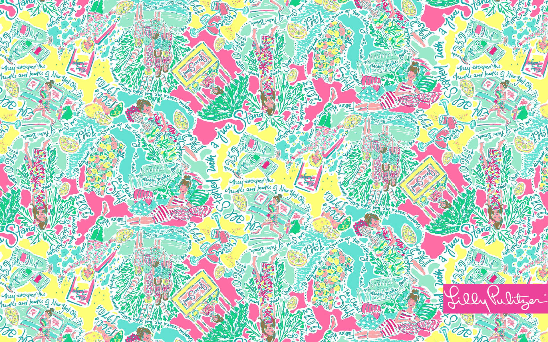 Lilly Pulitzer Teal Girly Art Background