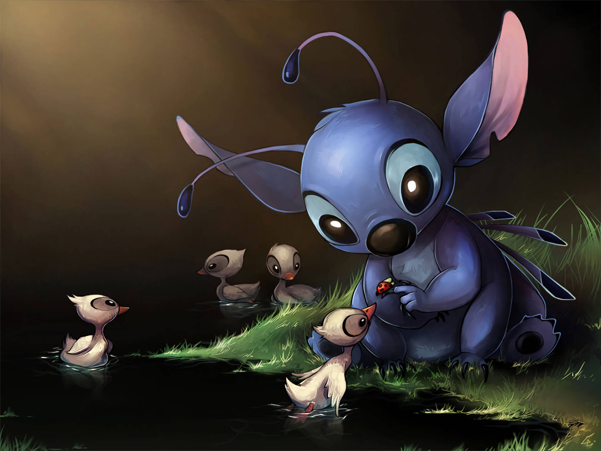 Lilo And Stitch Ducklings Background