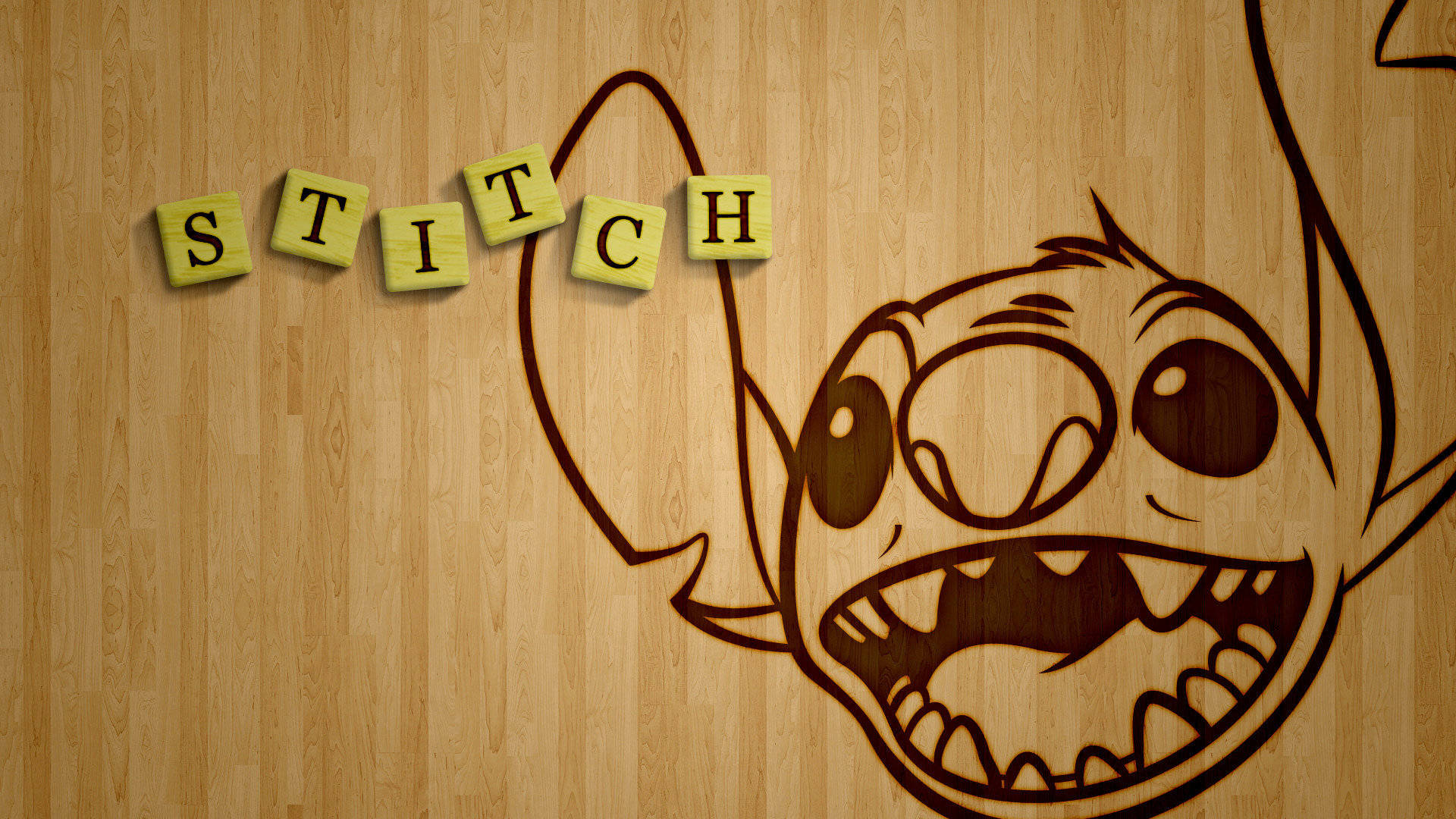 Lilo And Stitch Wood Art Background