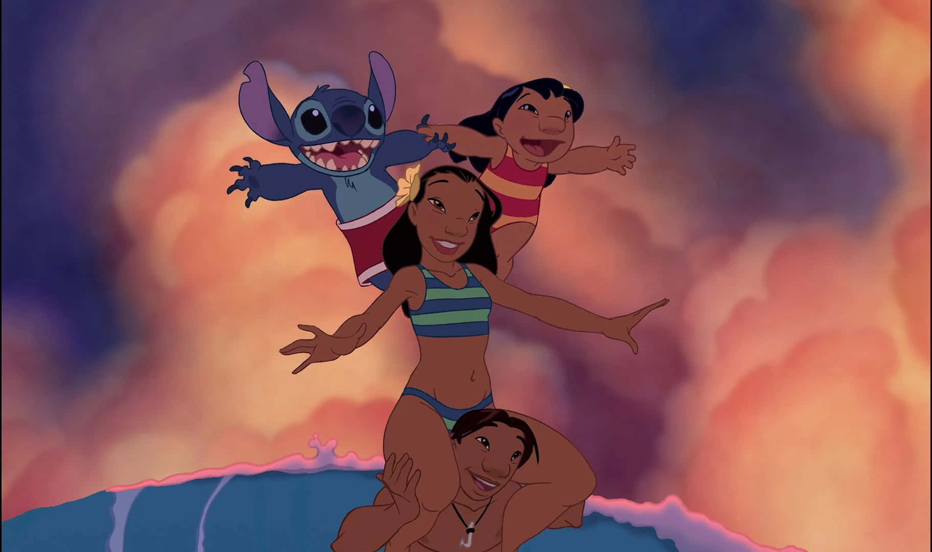 Lilo Stitch Beach Fun Background