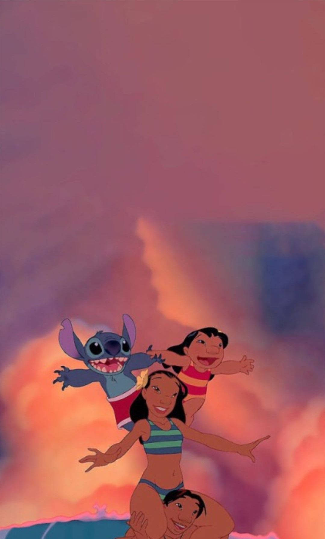 Lilo Stitch Nani And David Looking Happy Background