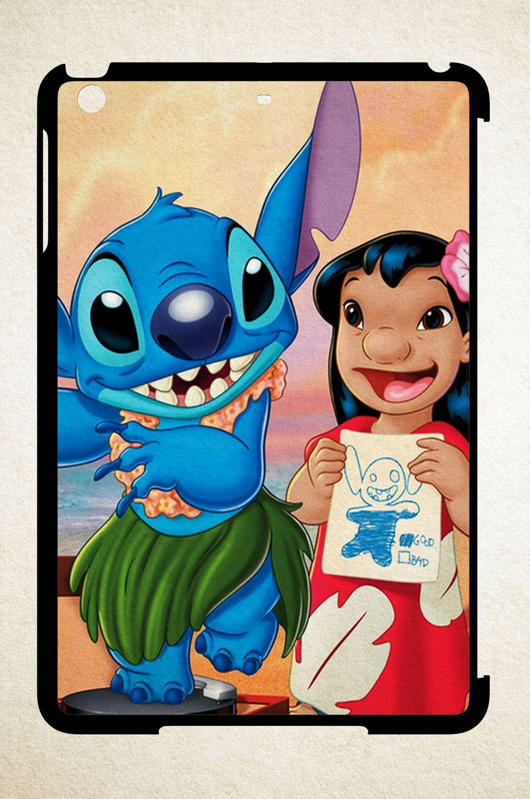 Lilo Stitch On A Cellphone Background