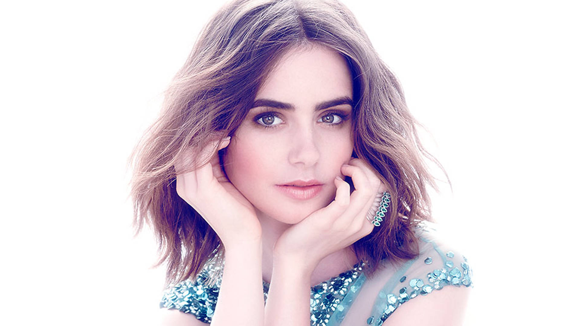 Lily Collins With Short Hair Background