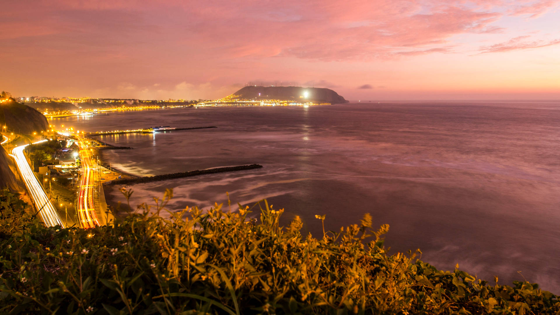 Lima Peru Shoreline Night View