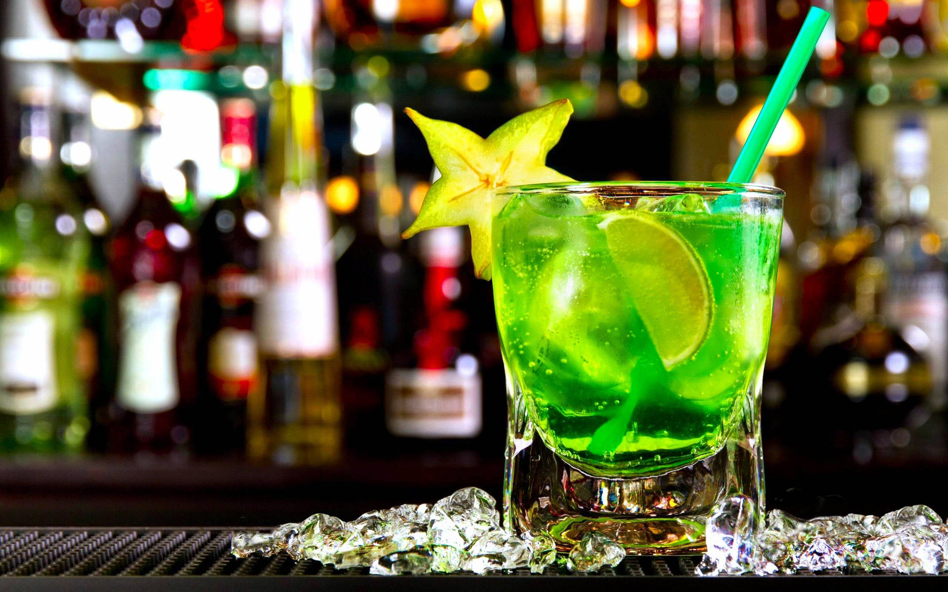 Lime Drink With Carambola Background