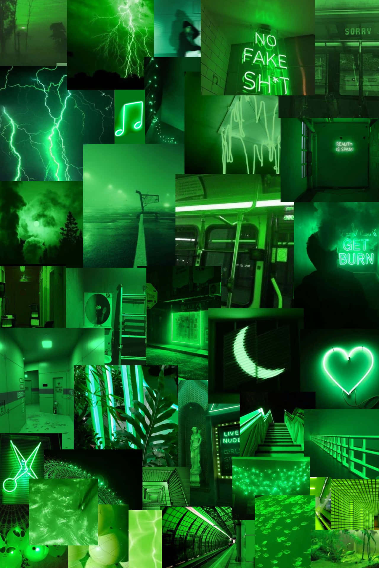 Lime Green Aesthetic Collage Tumblr Background