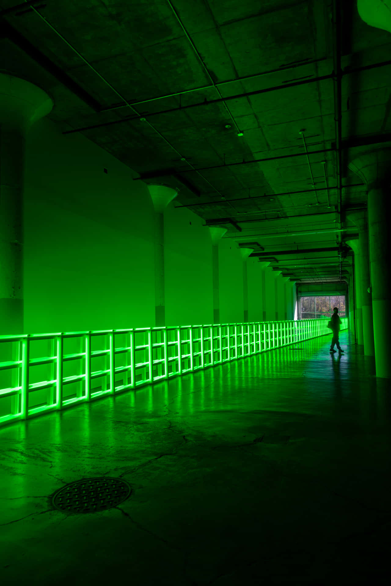 Lime Green Aesthetic Indoor Railing Background