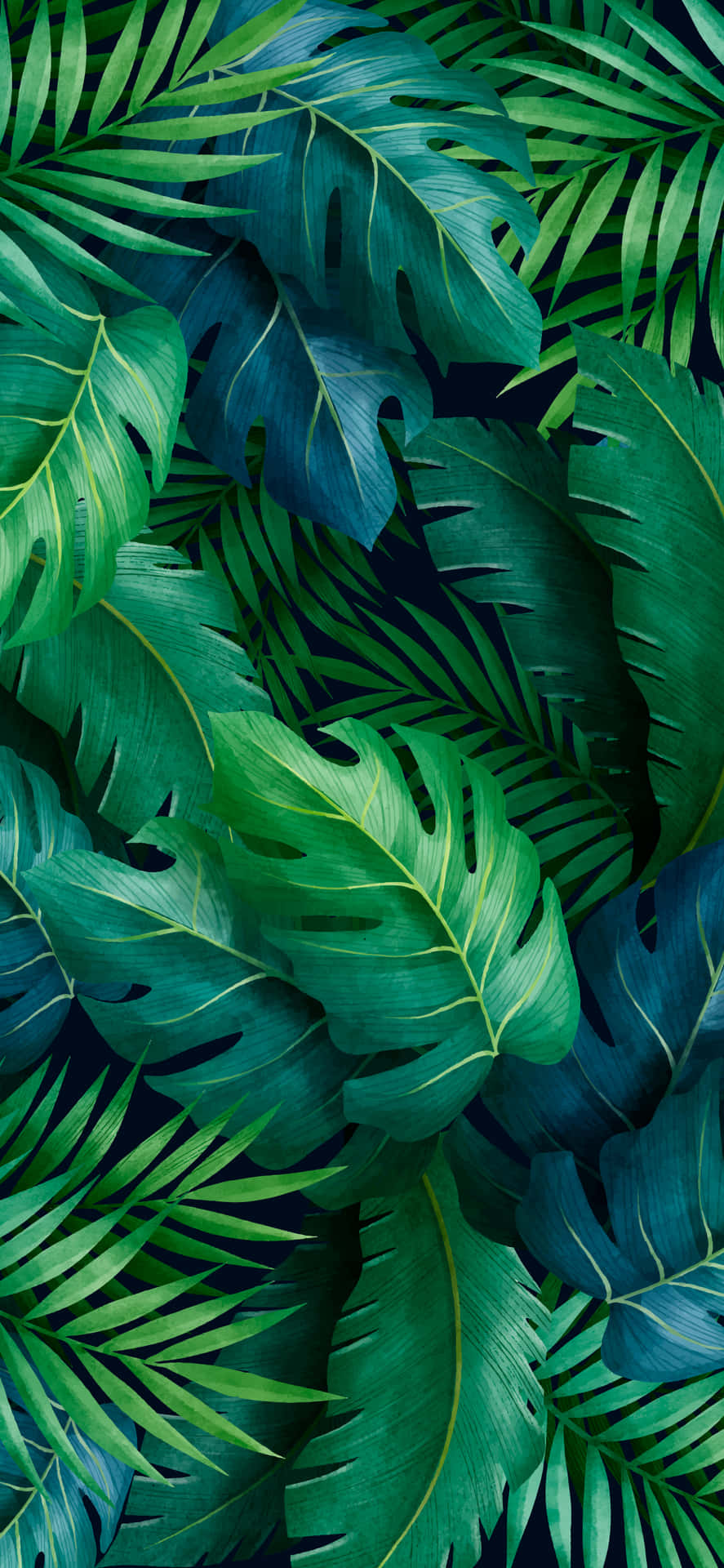 Lime Green Aesthetic Tropical Leaves Background