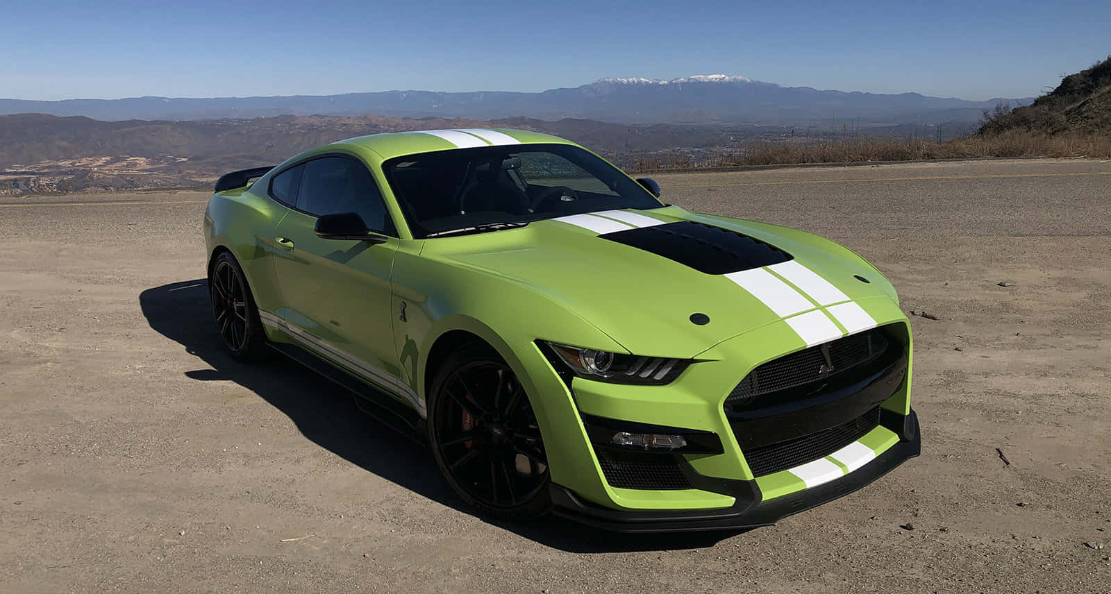 Lime Green Ford Mustang Shelby G T500 Mountain View