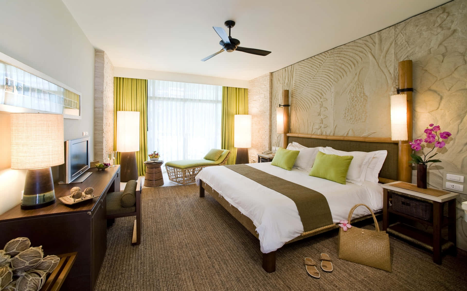 Lime Green Interior Hotel Room Background