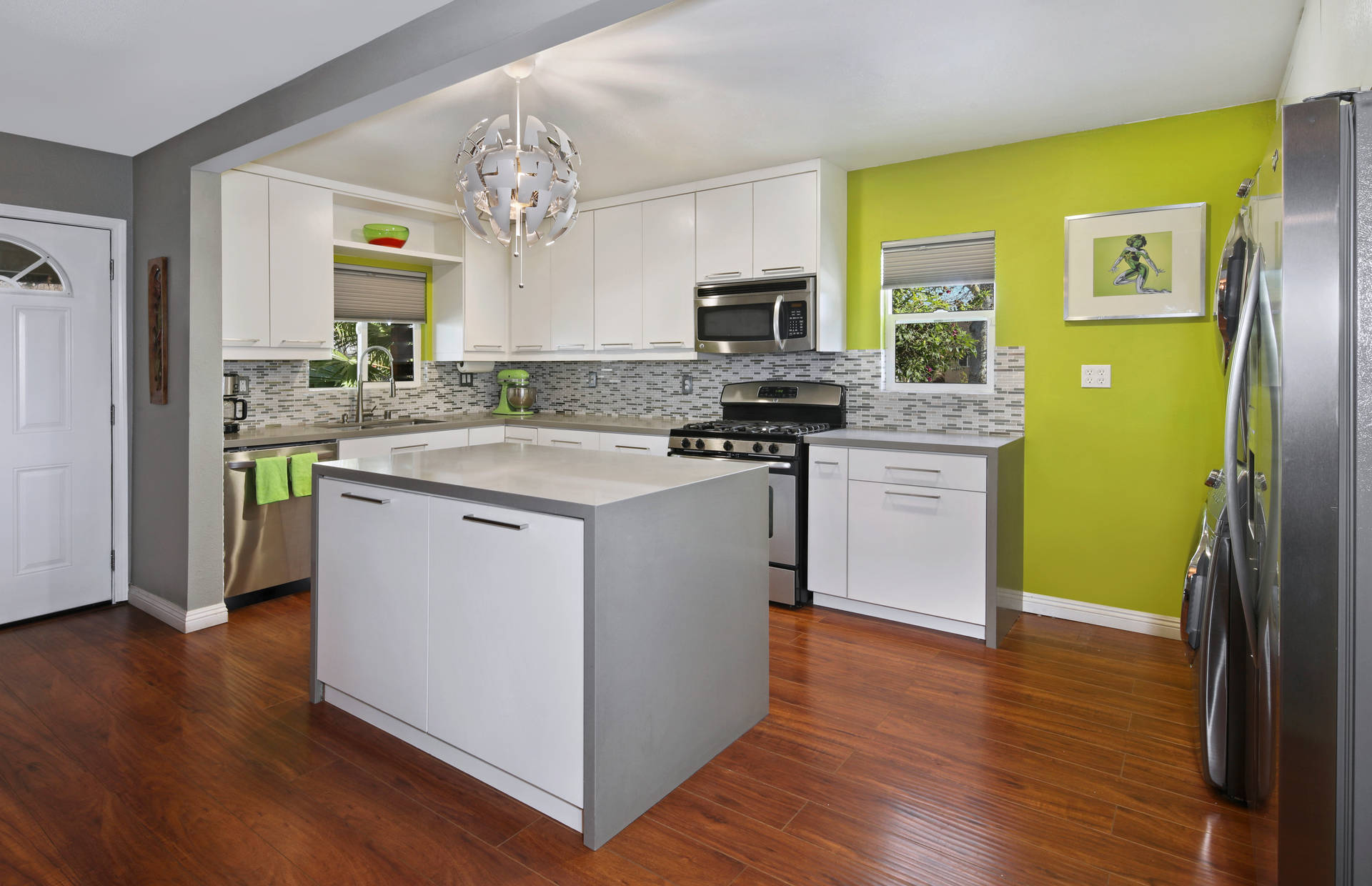 Lime Green Modern Kitchen Design Background