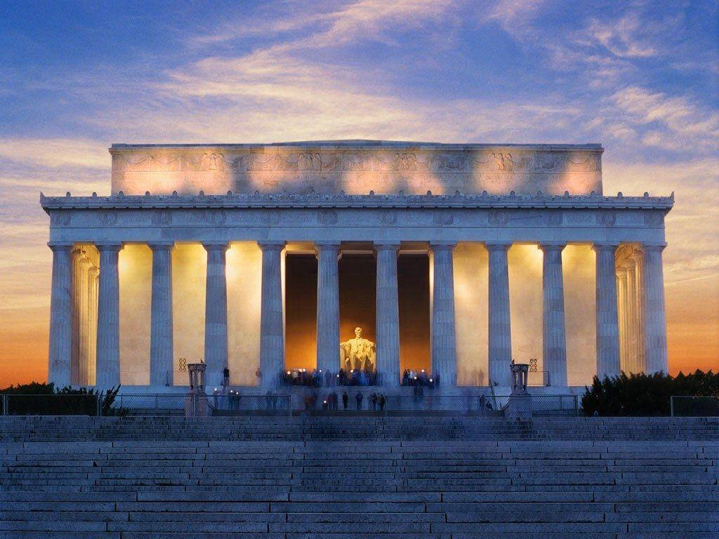 Lincoln Monument Orange And Blue Sky Background