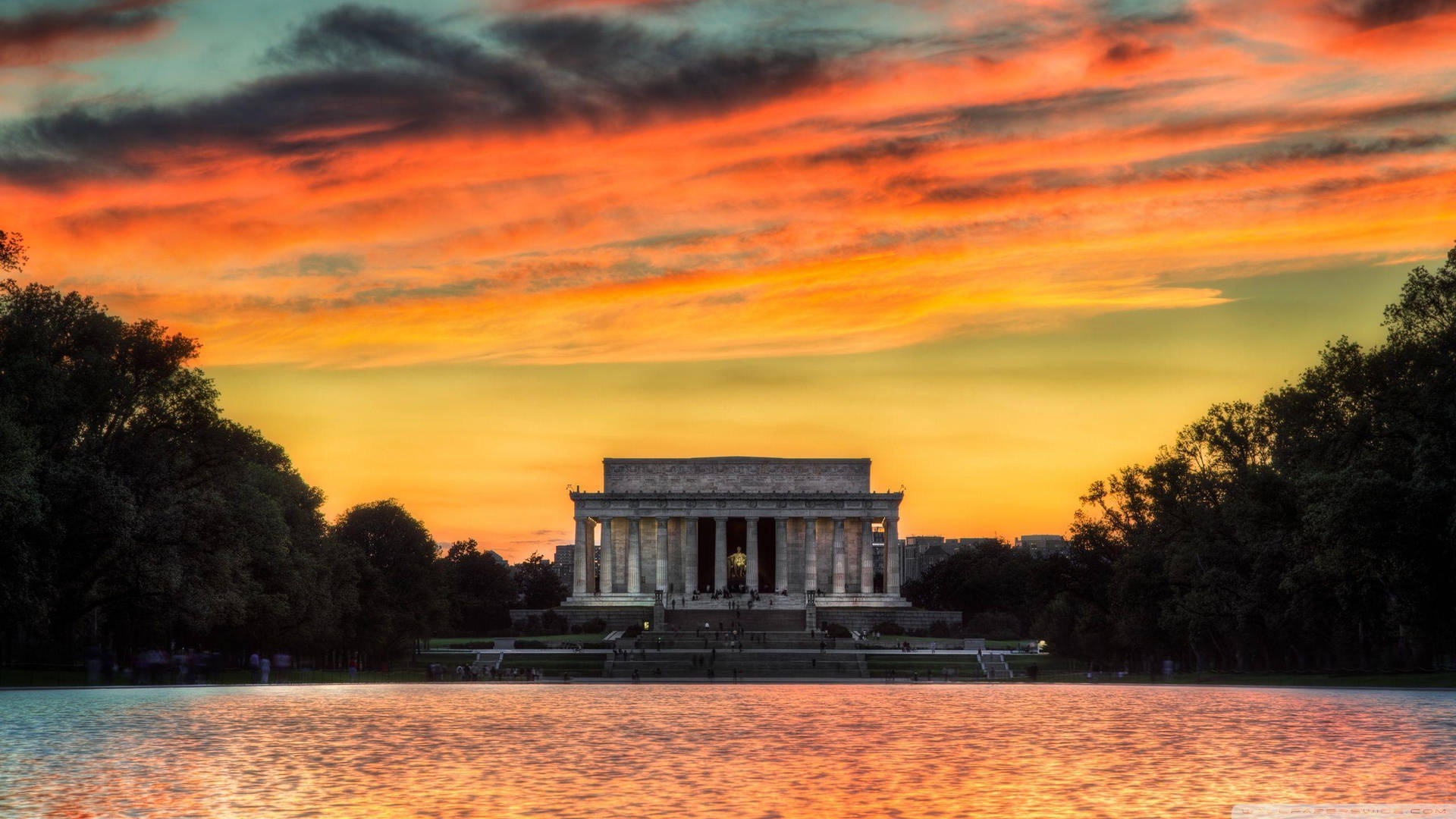 Lincoln Monument Orange Sunset Sky