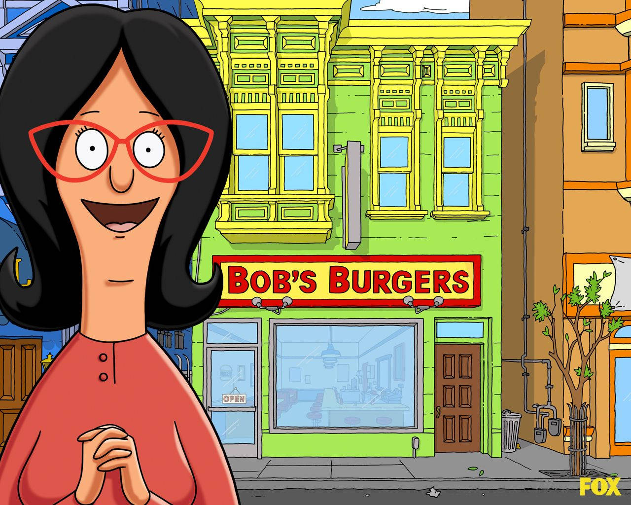 Linda In Front Of Bobs Burgers