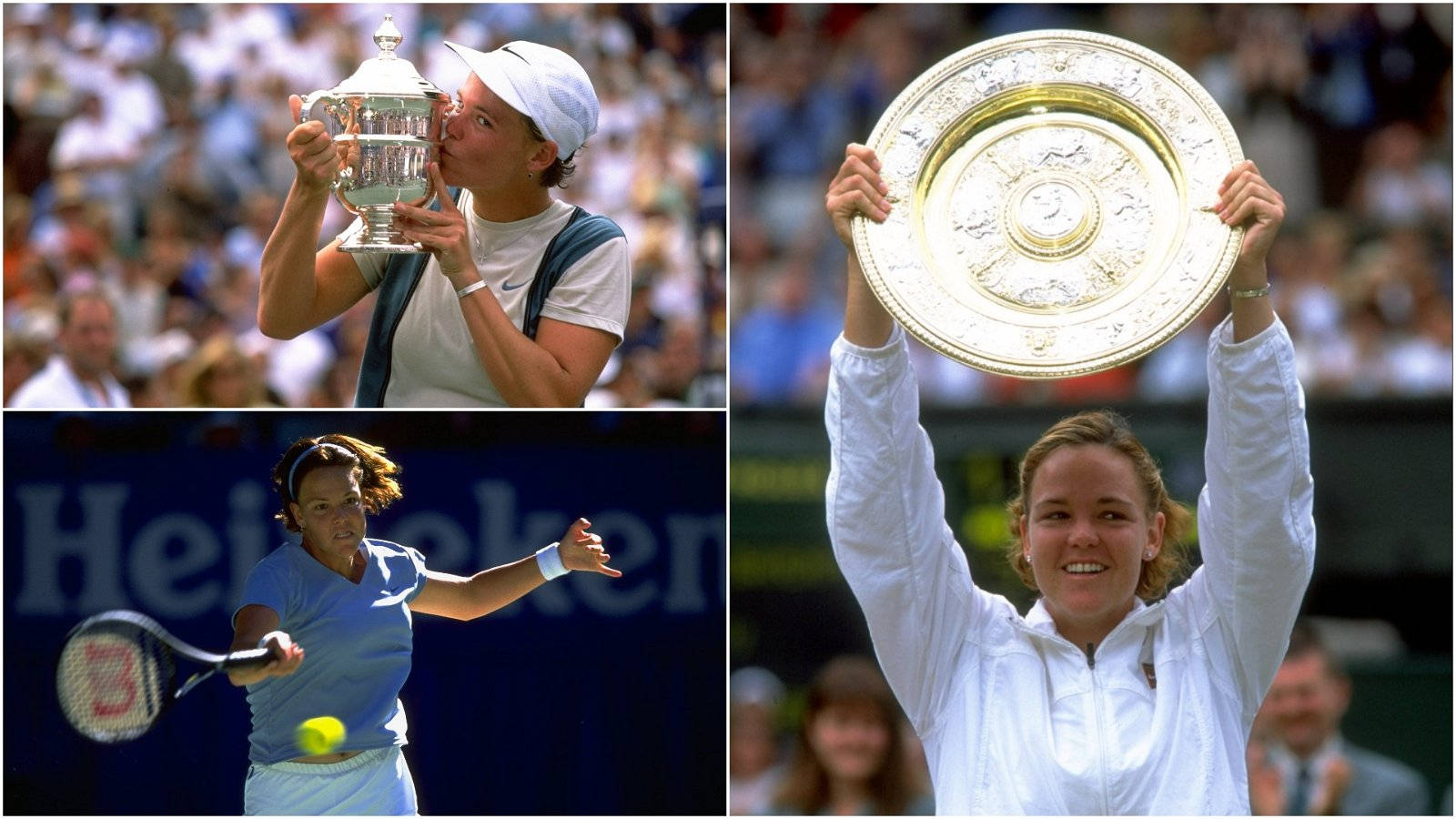 Lindsay Davenport Holding Trophies Background