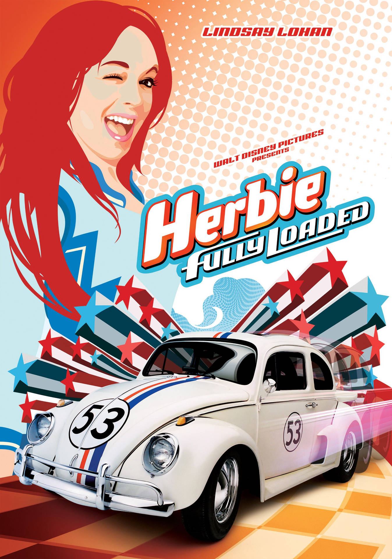Lindsay Lohan With Herbie In Herbie Fully Loaded Movie Poster Background