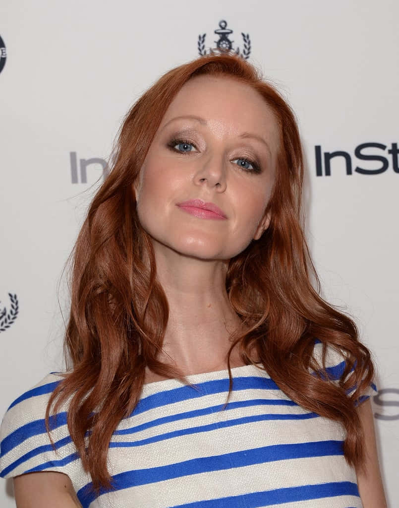 Lindy Booth Red Hair Blue Striped Dress